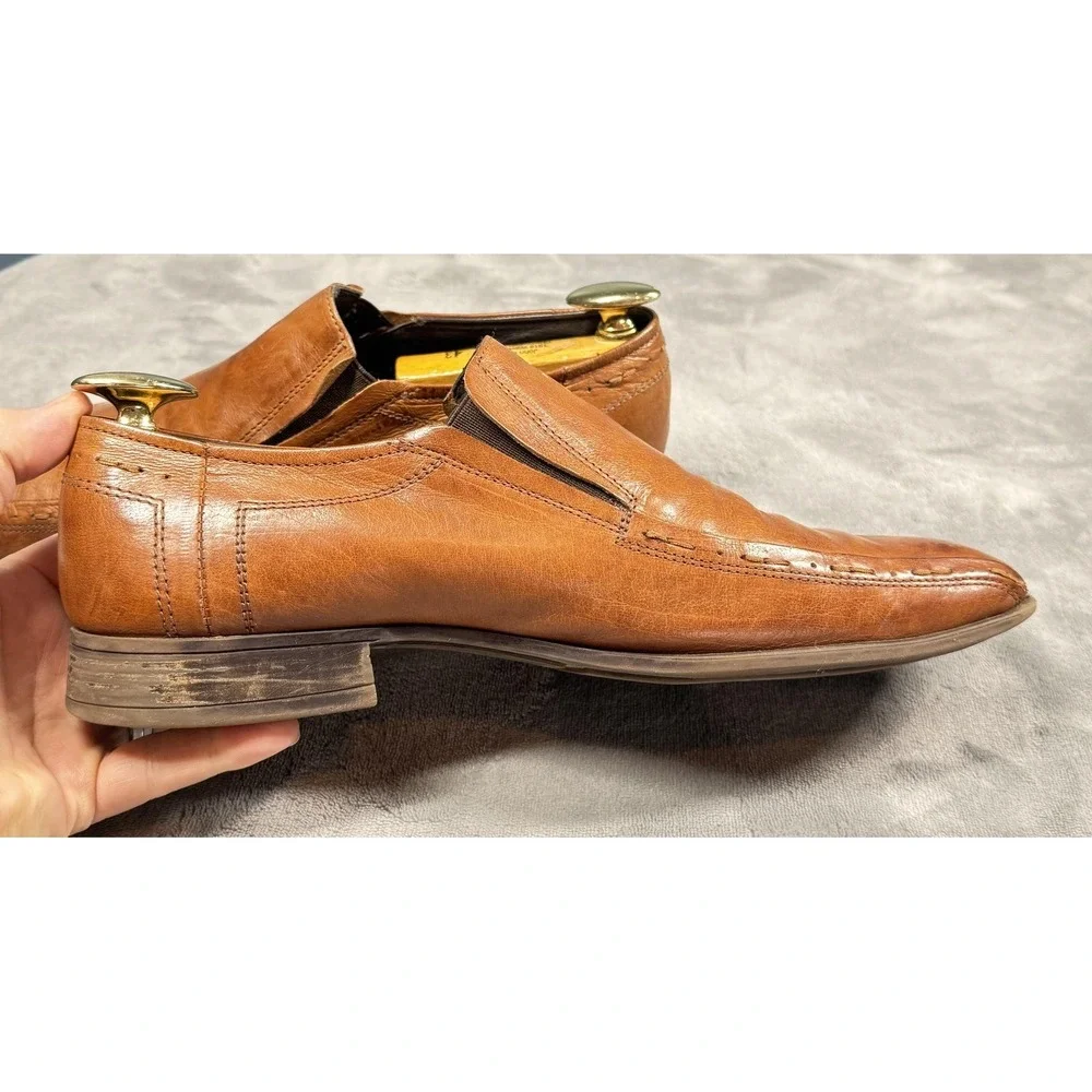 Bostonian Shoes Mens Size 10.5 Brown Leather Slip On Dress Square Toe 28684